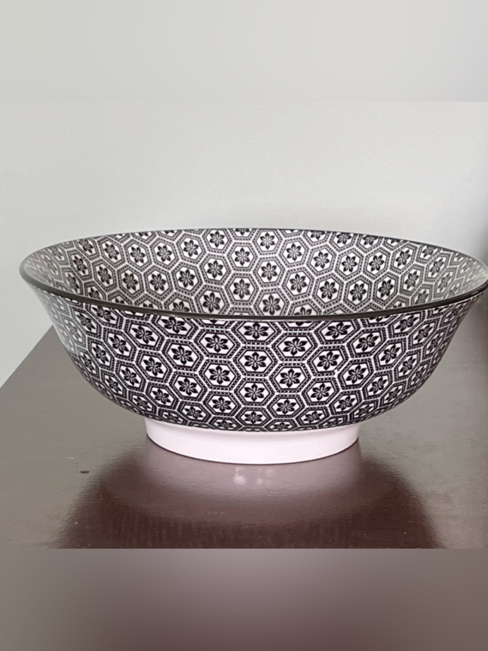 Black & White Patterned Porcelain Serving Bowl